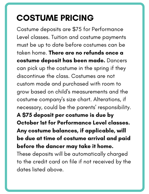 Costume Pricing 24-25
